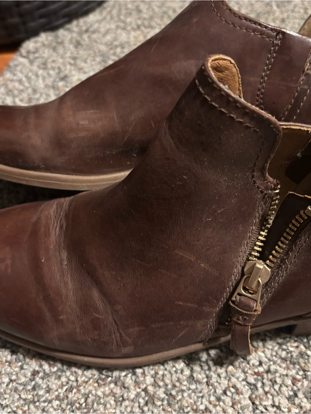 Women’s Brown Leather Ankle Booties with Side Zip